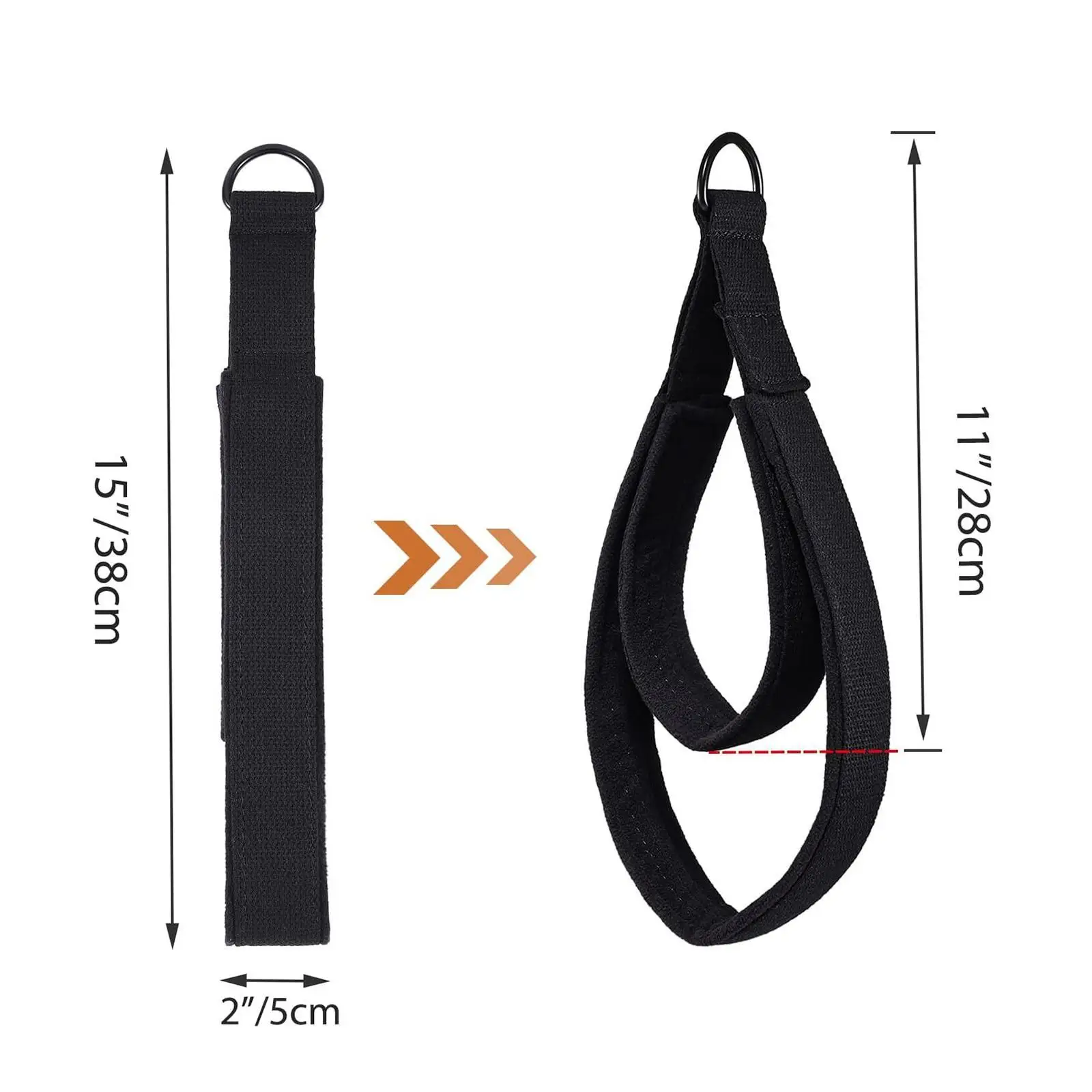 2x Pilates Straps D Rings Straps Stretch Exercise Band Nonslip Handle for