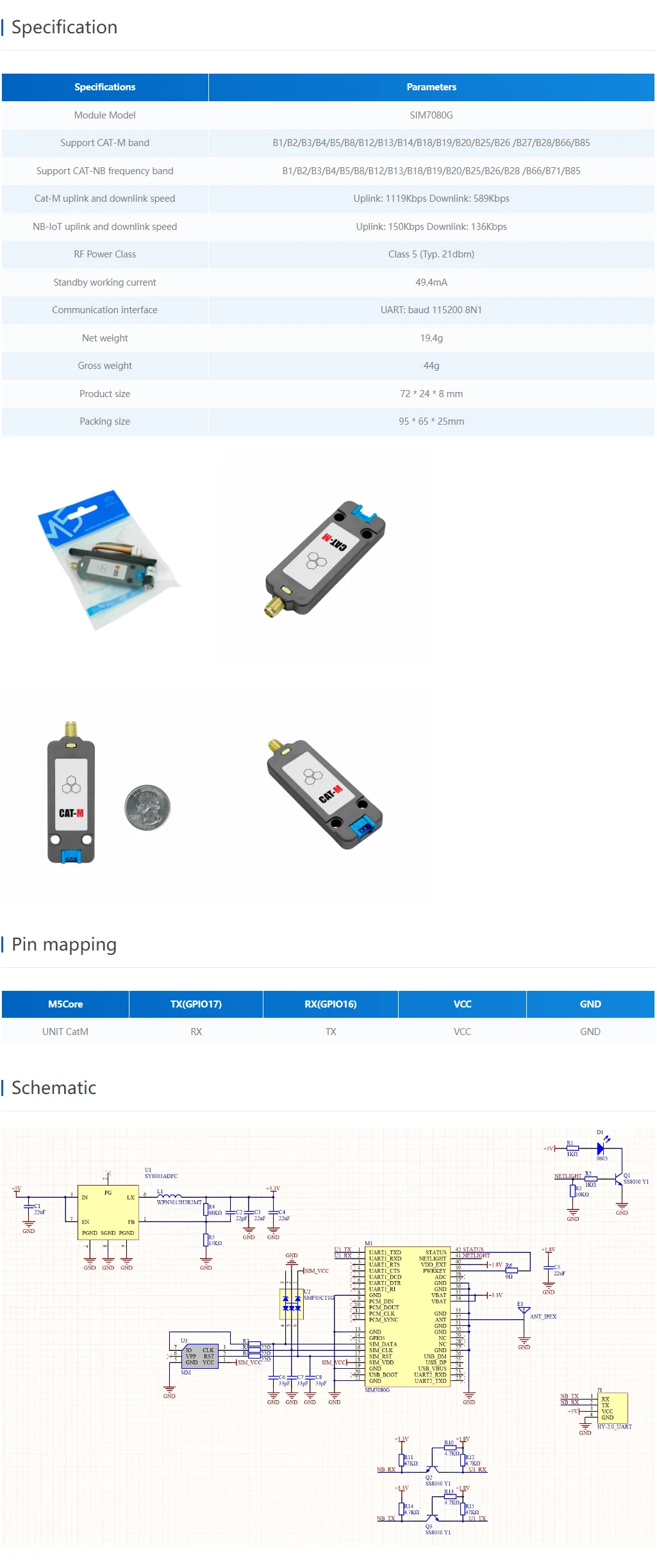 Official SIM7080G CAT-M/NB-IoT Unit