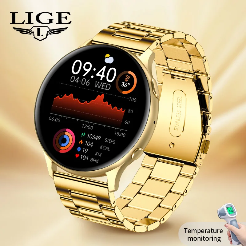 

LIGE Bluetooth Call Smart Watch For Men Smartwatch Women Temperature Detection Clock AI Voice Assistant Sport Fitness Play Music