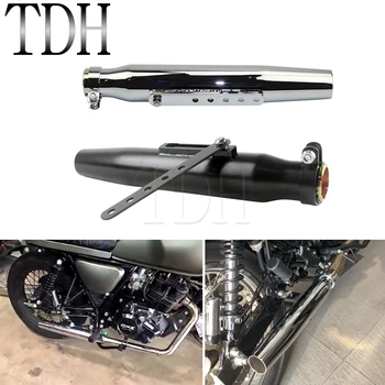 Chrome Motorcycle Retro Exhaust Muffler Vintage Electroplating Exhaust Pipe Tube For Suzuki Harley Bobber Cafe Racer