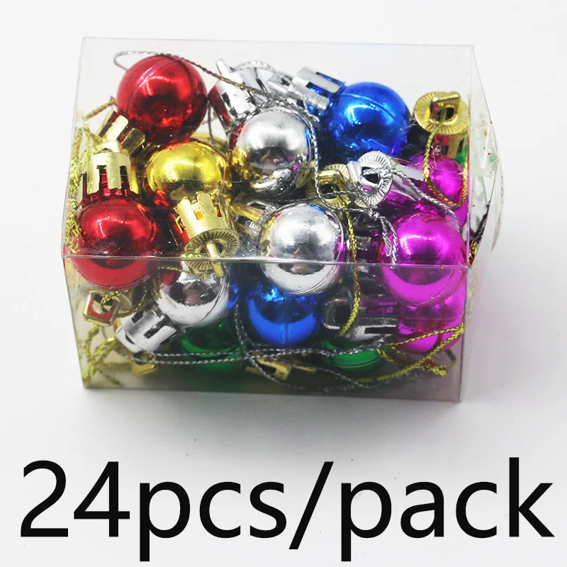 (24pcs/pack) 20mm Mini Color Christmas Ball Electroplating Bright Light Balls New Year Party Decoration Atmosphere Photo Pendant