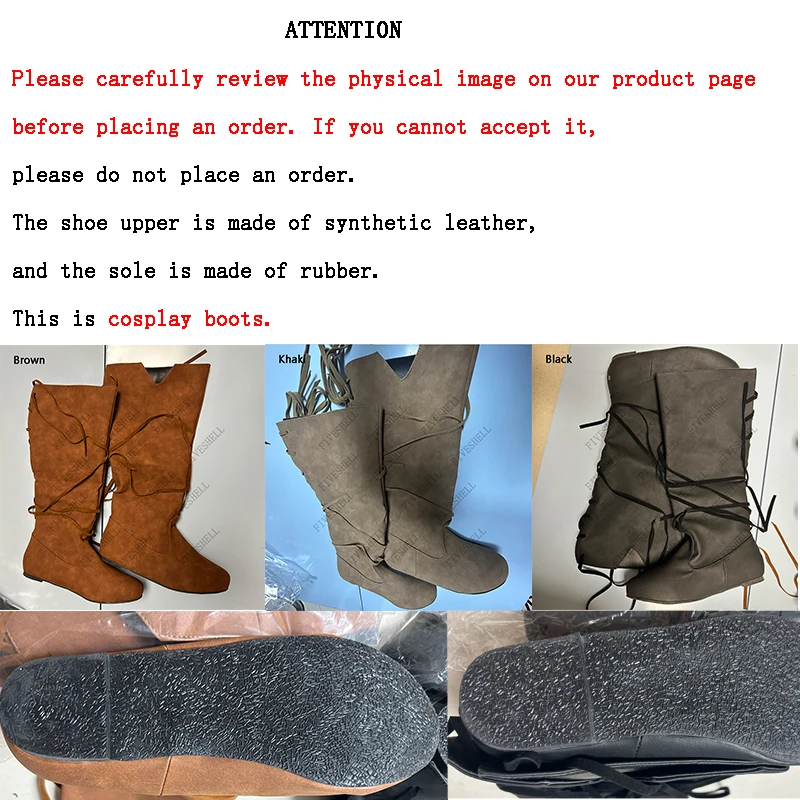 Cosplay shoes medieval Vicking men knight boots PU leather Nordic warrior carnival party anime shoes