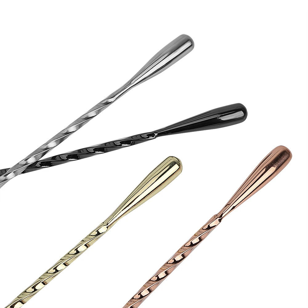Cocktail Spoon Mixing Cocktail Spoon 30/40cm Bar Teadrop Spoon Stir Spiral Pattern Stainless Steel Bartender Tools Bar Tool
