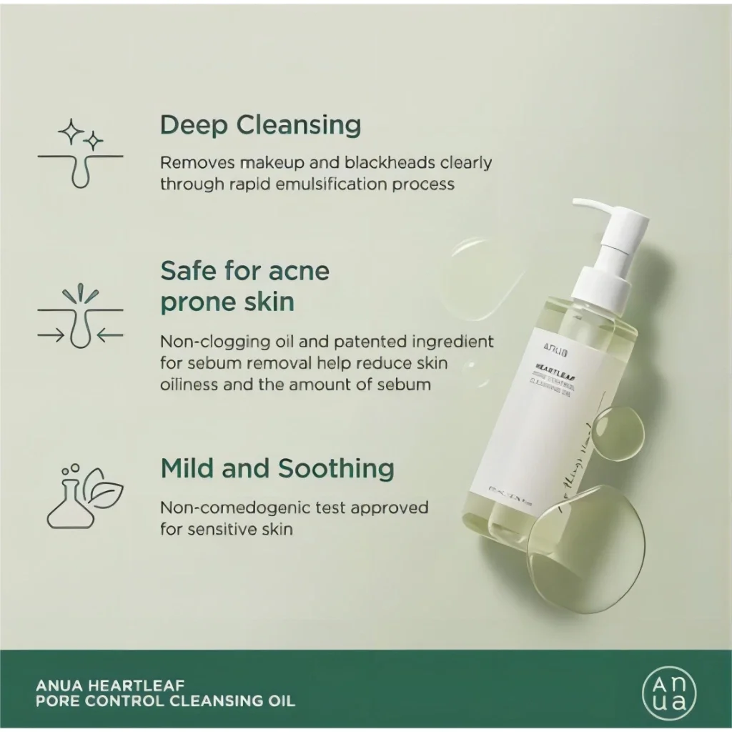 Facial Cleanser Anua Heartleaf 77% Soothing Toner Pore Control Cleansing Oil Foam
