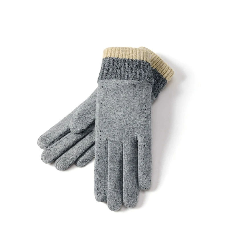 Gloves Women Winter Autumn Warm Wool Knit Fleece Lining Sports Skiing Accessory For Outdoor