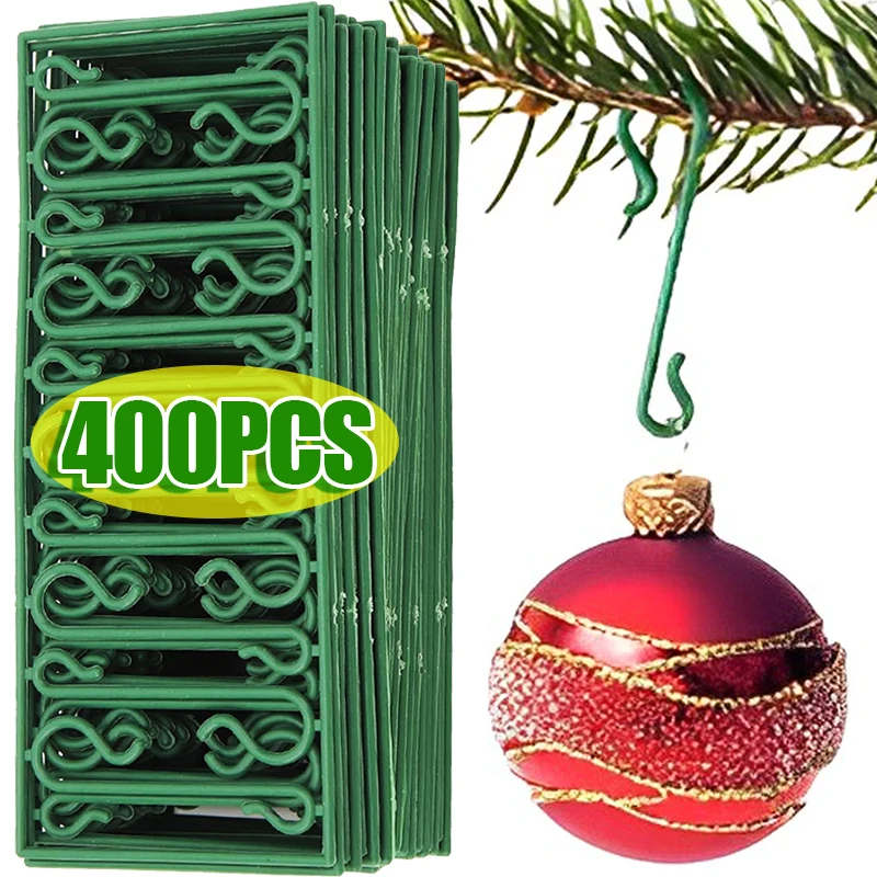 10/400Pcs Mini Plastic Christmas Hook S-Shaped Xmas Tree Ball Pendants Ornament Hanging Hanger DIY Navidad Home Party Decoration