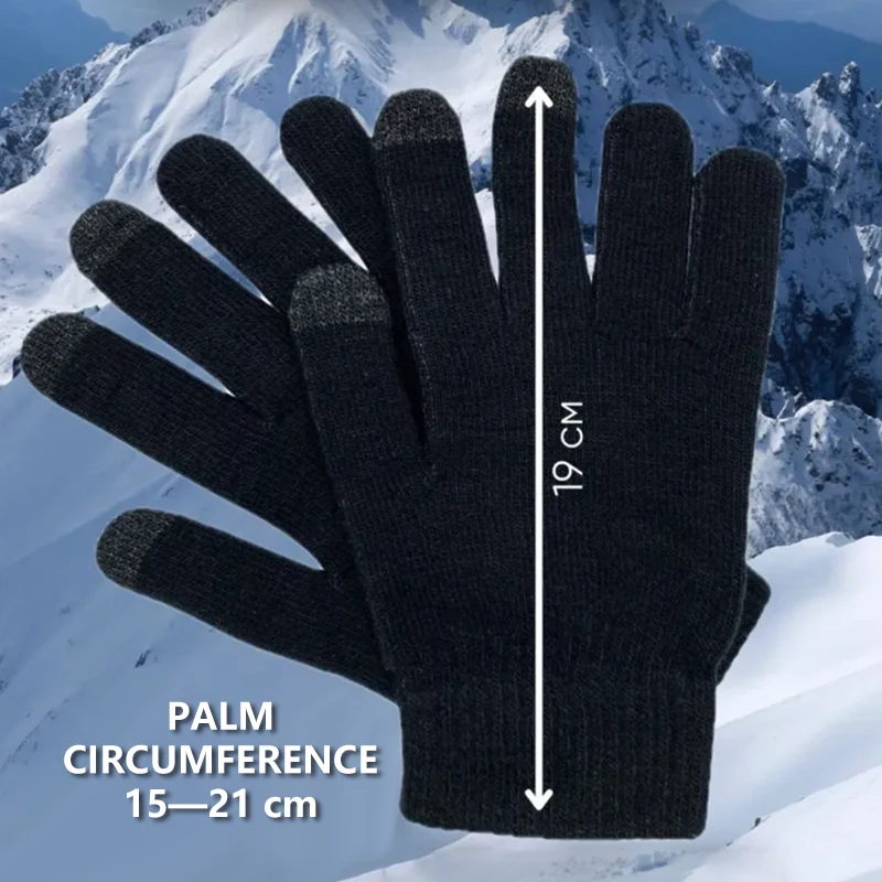 Verdickte gestrickte Touchscreen-Handschuhe für Herren für den Winter, zum Radfahren im Freien, zum Schutz vor Kälte und für Wärme – Detail 3
