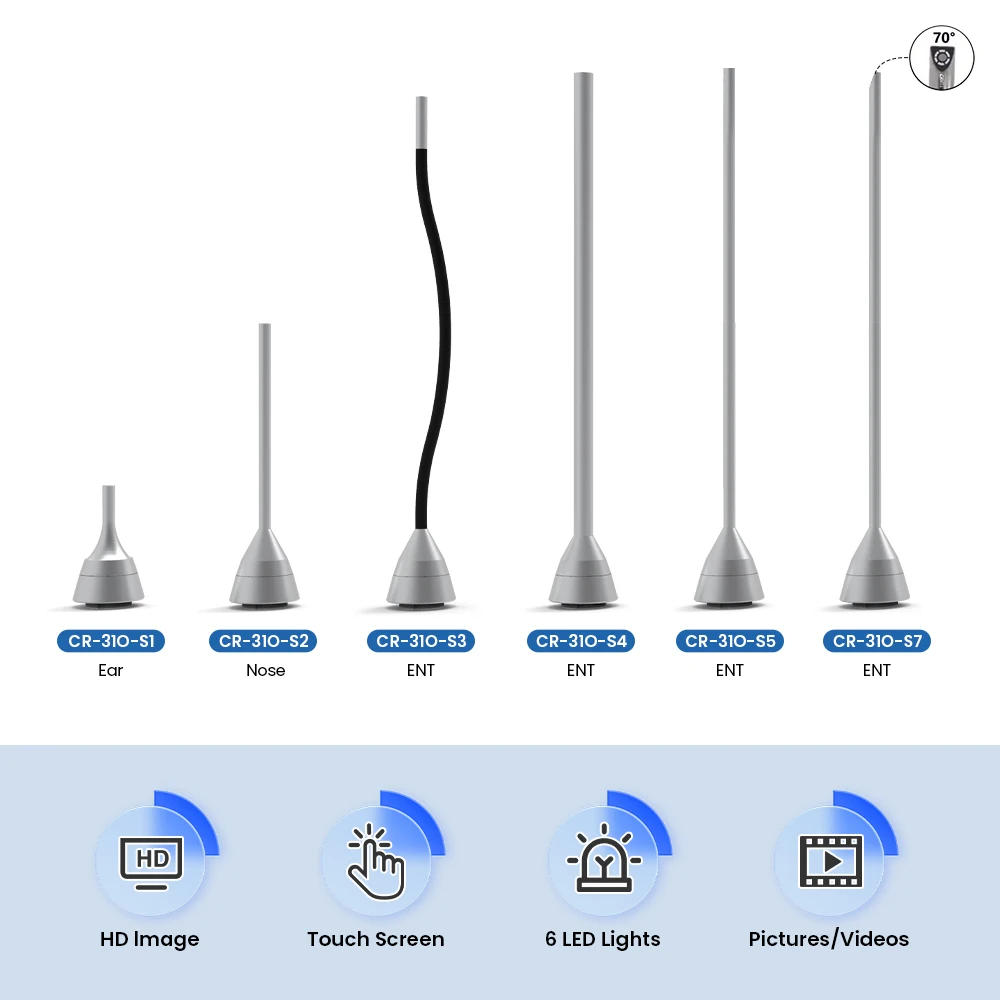 Video Otorhinolaryngoscope Veterinary Portable ENT Video Otoscope 3.2 Inch Touch