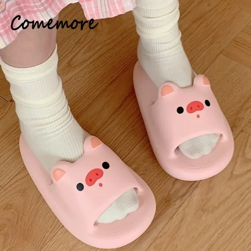 Comemore Ladies Home Women's Sandals Summer Cute Slippers Bear Cartoon Pig Shoes Indoor Bathroom Flip Flop Size 33 Casual 2022 3