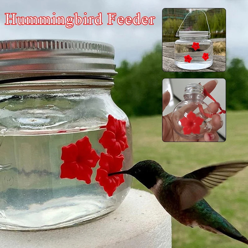 

Plastics Bird Water Feeder Bottle Hanging Hummingbird Feeder Garden Outdoor Plastic Flower Iron Hook Durable Pet Bird Supplies