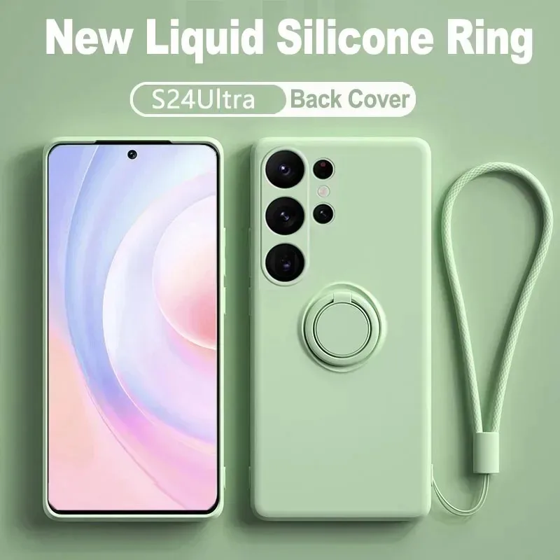 Cover In Silicone Liquido Per Samsung Galaxy, Supporto Per Anello Magnetico, S23, S24 Plus, S 23 S 23 Ultra, Custodia S24 Ultra, 5G
