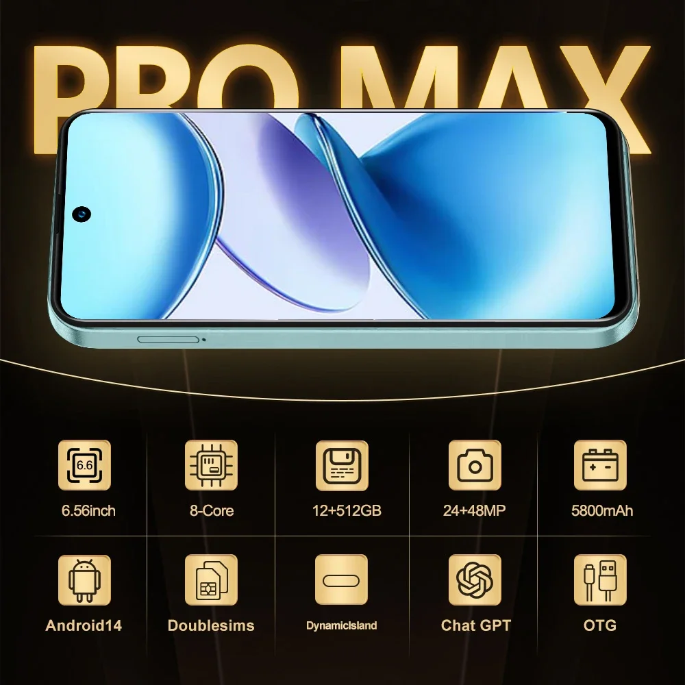 FUFFI X7 Pro Smartphones Cellphone Android 14 6.56 inch Screen,12+