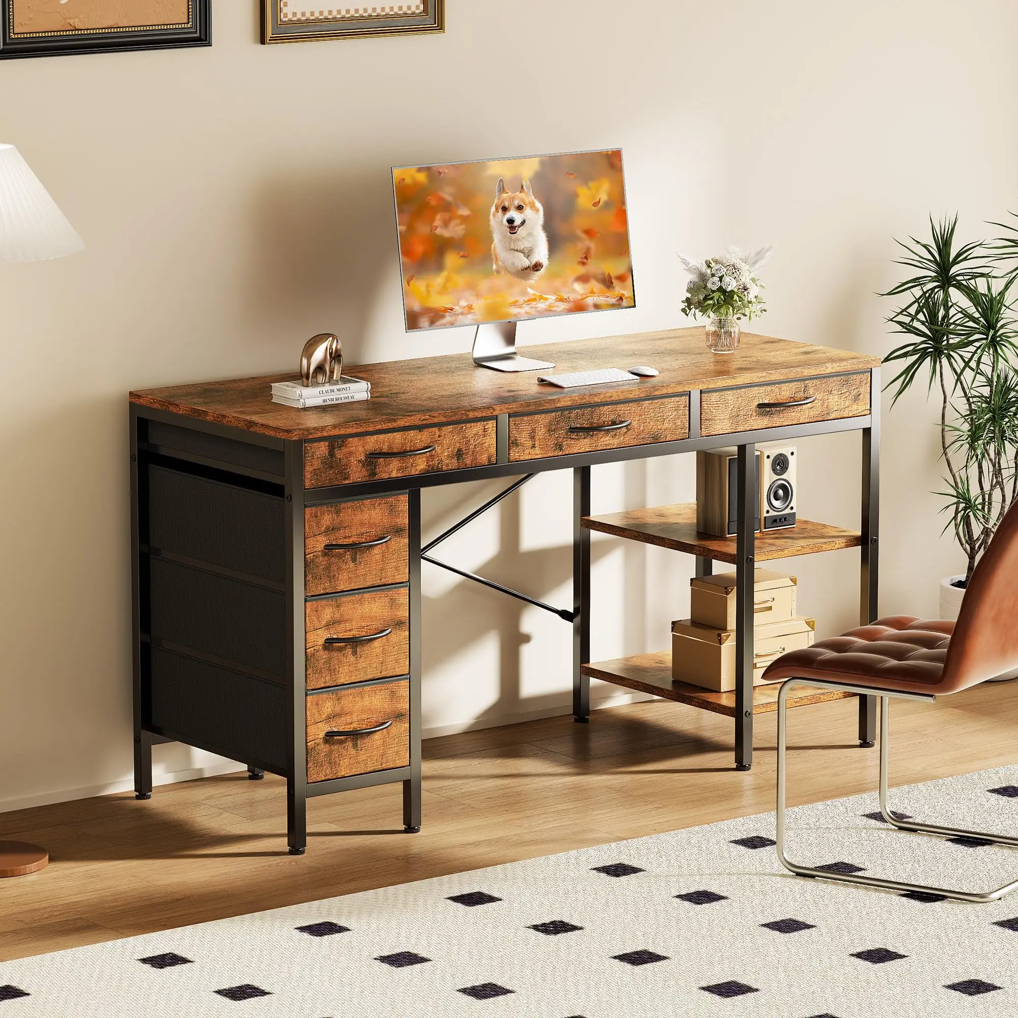desk storage and drawer layout