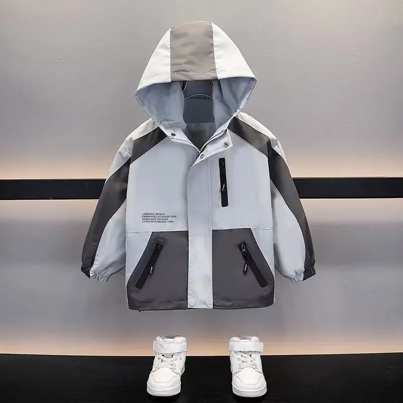 Boy's Coat Spring And Autumn Clothing Children Medium And Large Children Casual Fashion PlanktonTrend Storm Jacket Loose Version