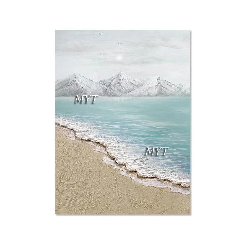 

Beach Scenery Texture Knife Acrylic Thick Abstract Painting Artwork Canvas Art Modern Ornaments Large Hotel Wall Decoration
