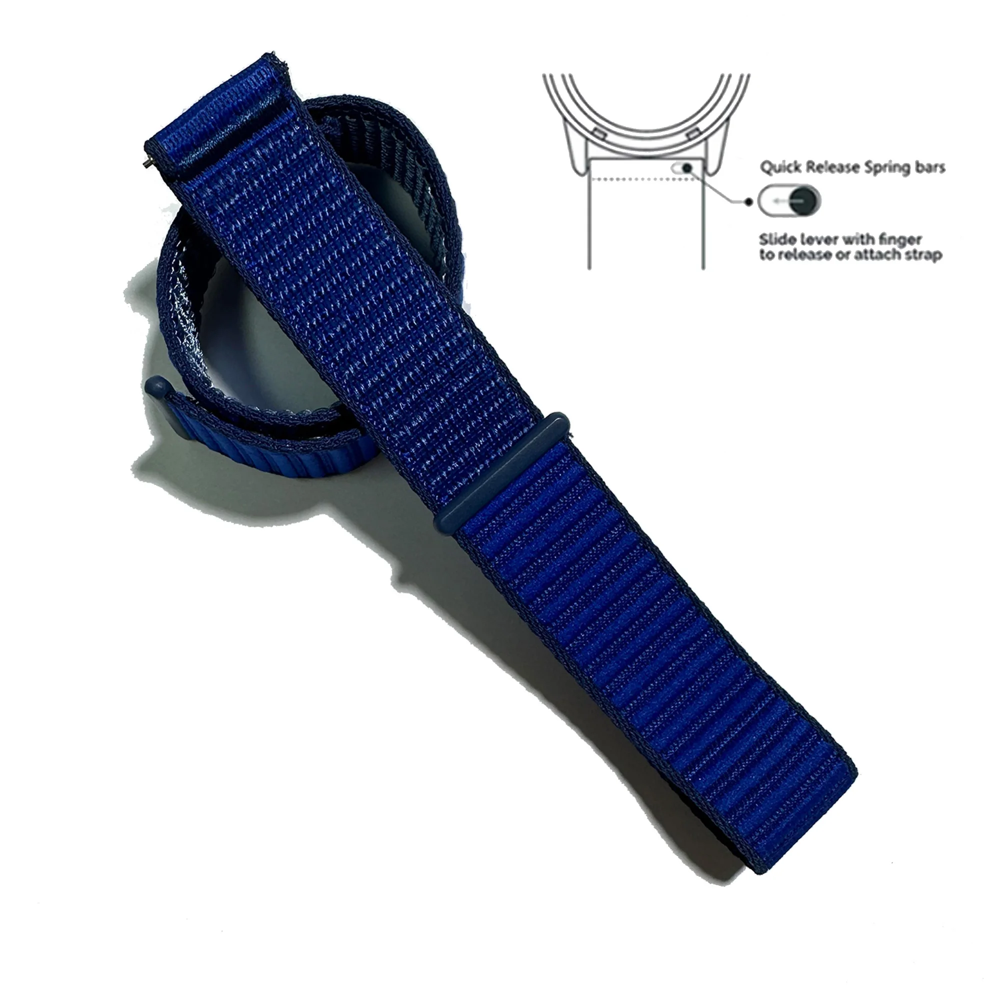 Enhanced Quick Release Nylon Elastic Watch Strap with Adjustable Hook and Loop Closure, 22mm Width