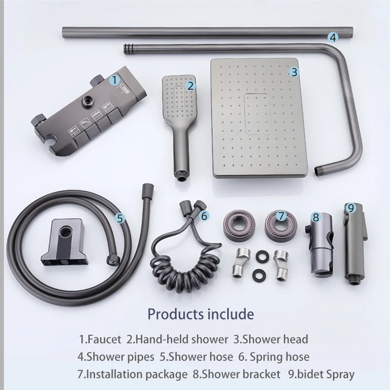 Modern Bathroom Piano Shower Set 4 Functions Rainfall Shower Head Bathtub Faucet Shower System Set 6