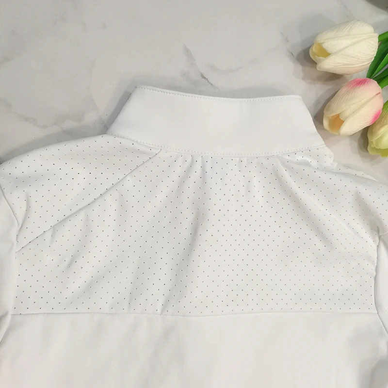 MXLLINA White Equestrian LongSleeve T-Shirts Women Breathable Sport Horse Riding Clothes Training Competition Shirt Gym Top 6