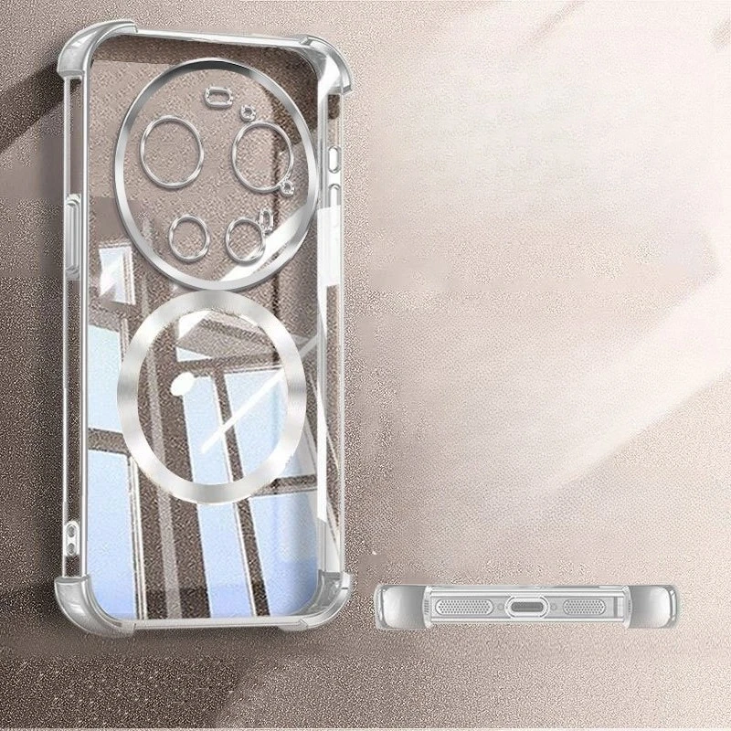 Clear Shockproof Magnetic Silicone Case with MagSafe Charging Compatibility