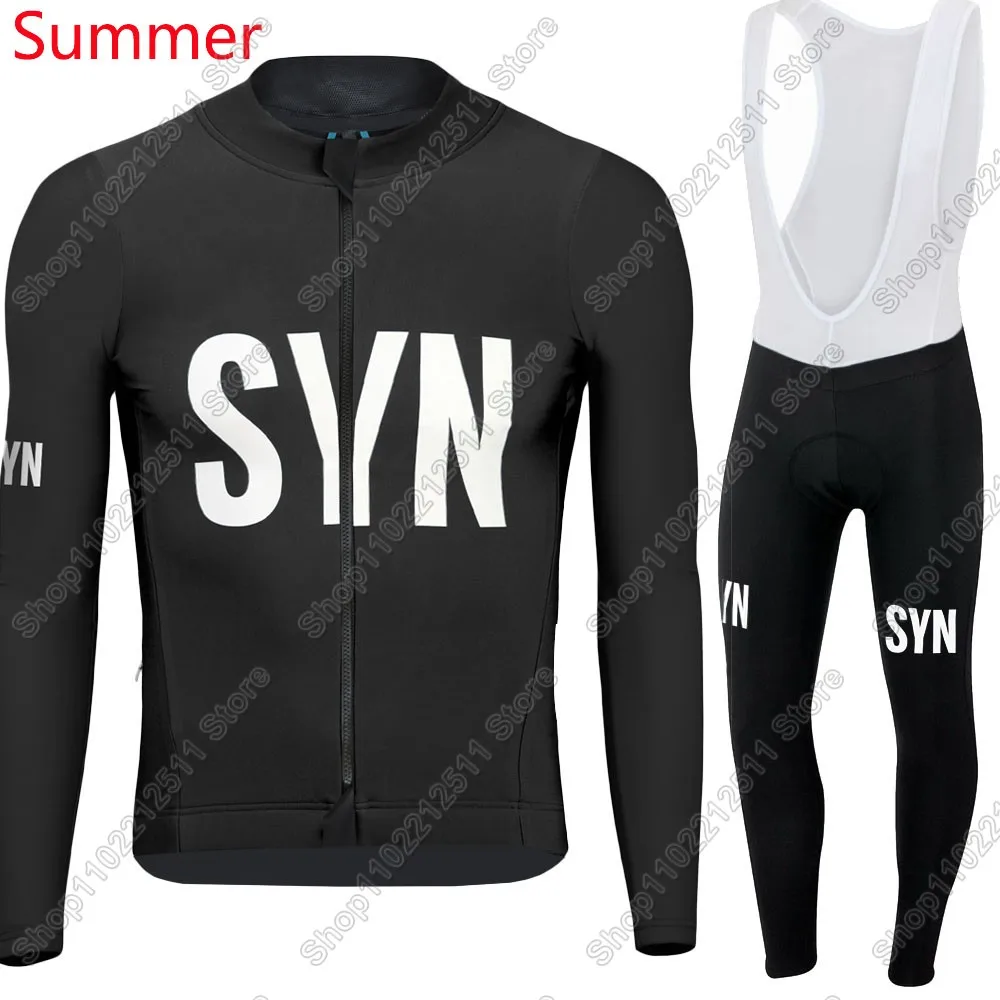 Cycling jersey Cycling suit Cycling jersey set White Black SYN Team Cycling Jersey Set Summer Winter Clothing Suit Mens Long Sleeve MTB Bike Road Pants Bib