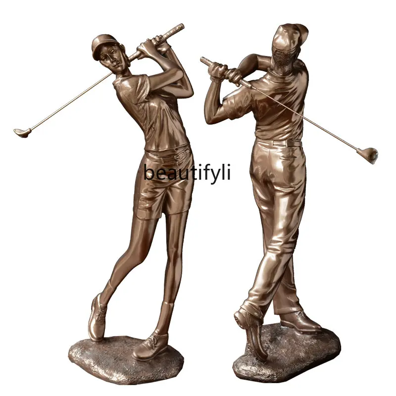 

Golfer Figure Ornaments Vintage Resin Decorations Study Furnishings Statue Cold Casting Bronze Portrait Sculpture home decor