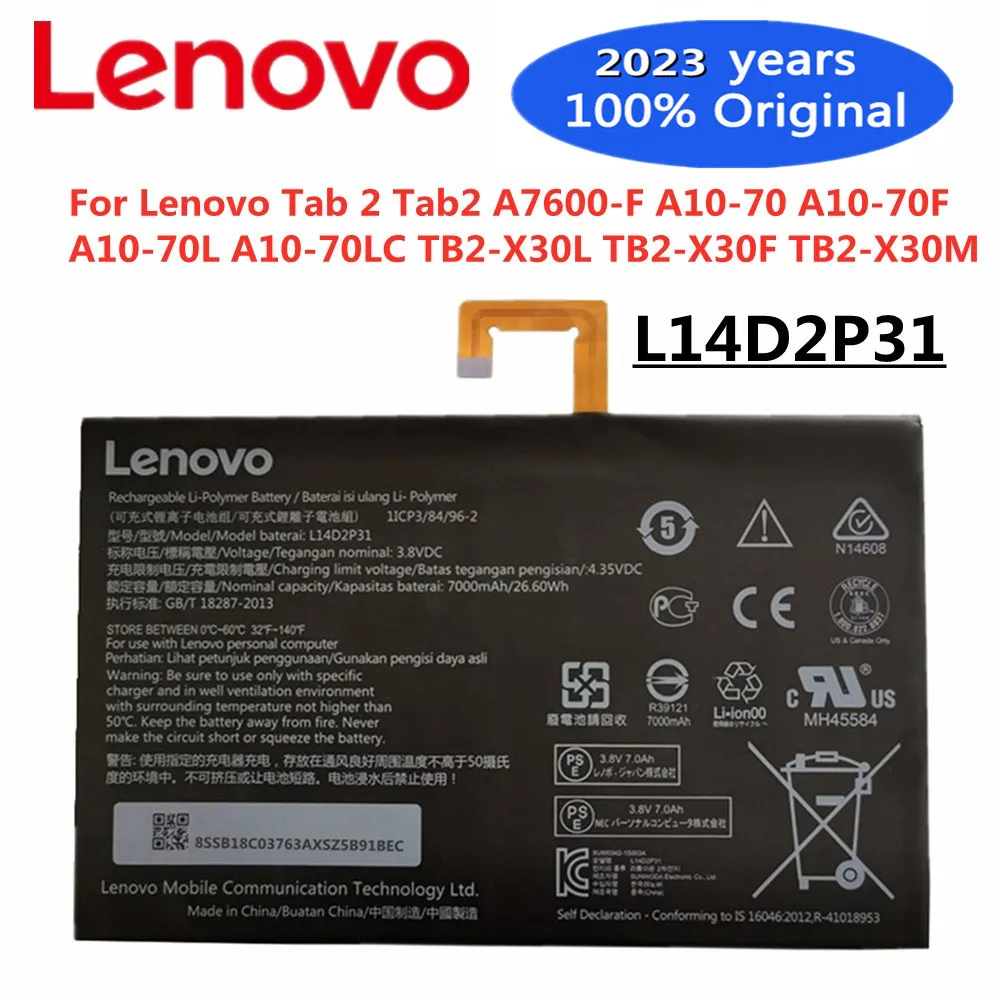 

New Original L14D2P31 Battery For Lenovo Tab 2 Tab2 A7600-F A10-70 A10-70F A10-70L A10-70LC TB2-X30L TB2-X30F TB2-X30M Battery