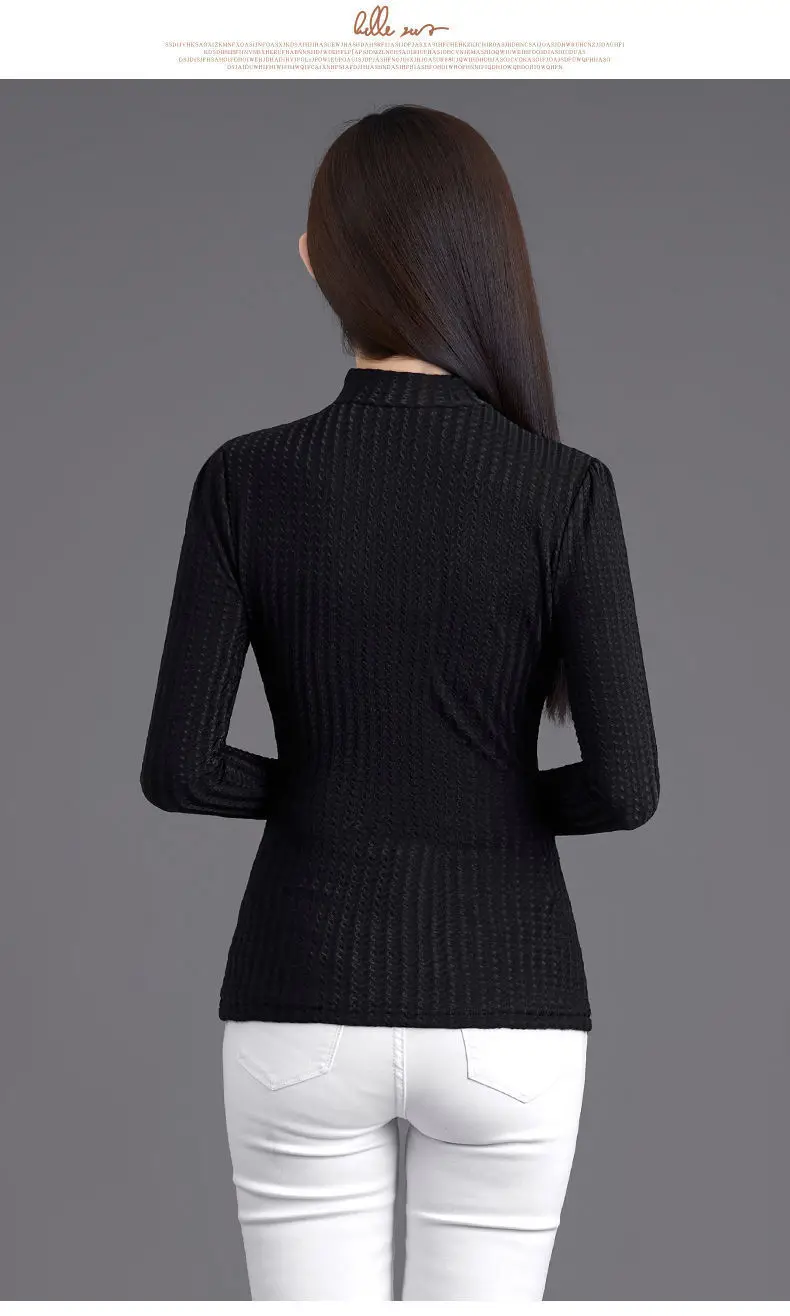 2025, Herbst und Winter, halbes Rollkragen-Basisshirt für Damen, langärmeliges, helles Seiden-T-Shirt, lässiges, lockeres Oberteil – Detail 8