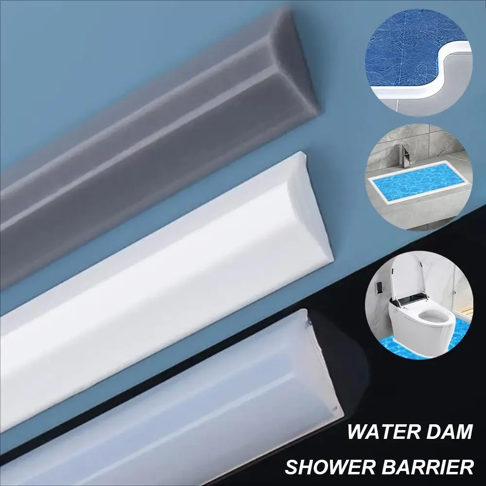 Collapsible Shower Threshold Water Dam Guard Shower Barrier Door water stopper silicone seal strip shower stopper Silicone Wet Dry Separation Kitchen Bathroom Sink