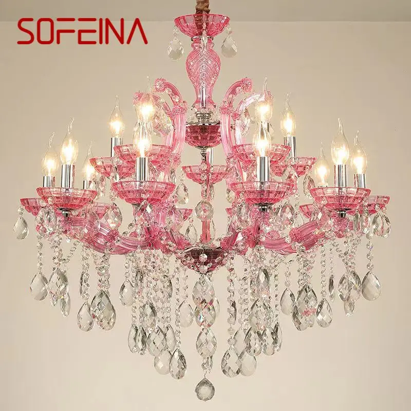 

SOFEINA LuxuriousCandle Pendent Lamp European Style Crystal Lamp Art Living Room Restaurant Villa Staircase Duplex Building