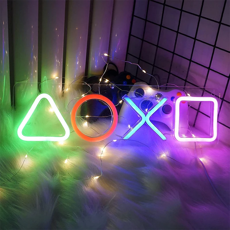 Led Neon Light Game Icon Sign Lamp USB Charging Wall Hanging Atmosphere Night Light For PS4 Game Room Decor Neon Signs Gift