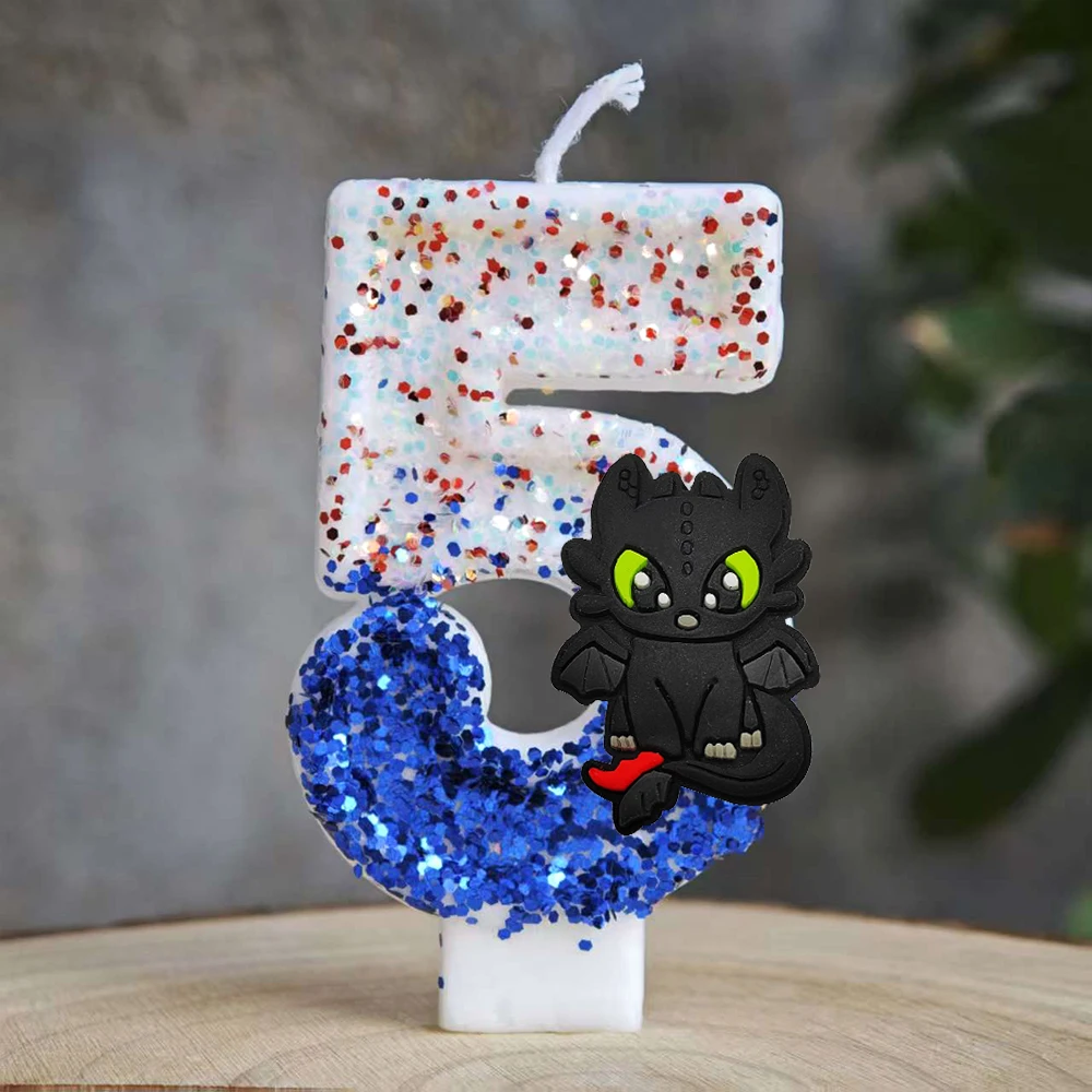 Drachenzähmen leicht gemacht Kerzen-Nummer, Geburtstagstortenkerze, Zahnlos-Geburtstagsparty-Tortendekoration, Babyparty-Deko, Geschenk – Detail 6