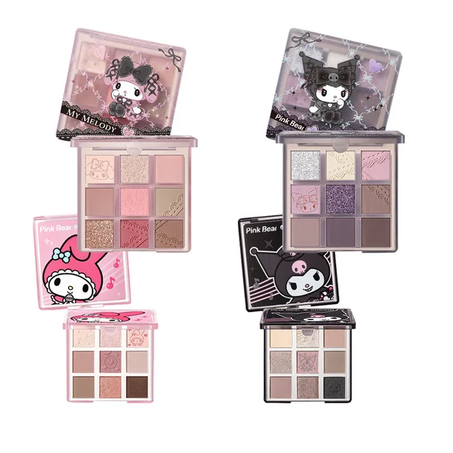 Introducing the Pinkbear Kawaii My Melody Kuromi Nine-Color Matte Eyeshadow Palette Anime Sanrio Girl Heart Cute Everyday Eyeshadow Palette