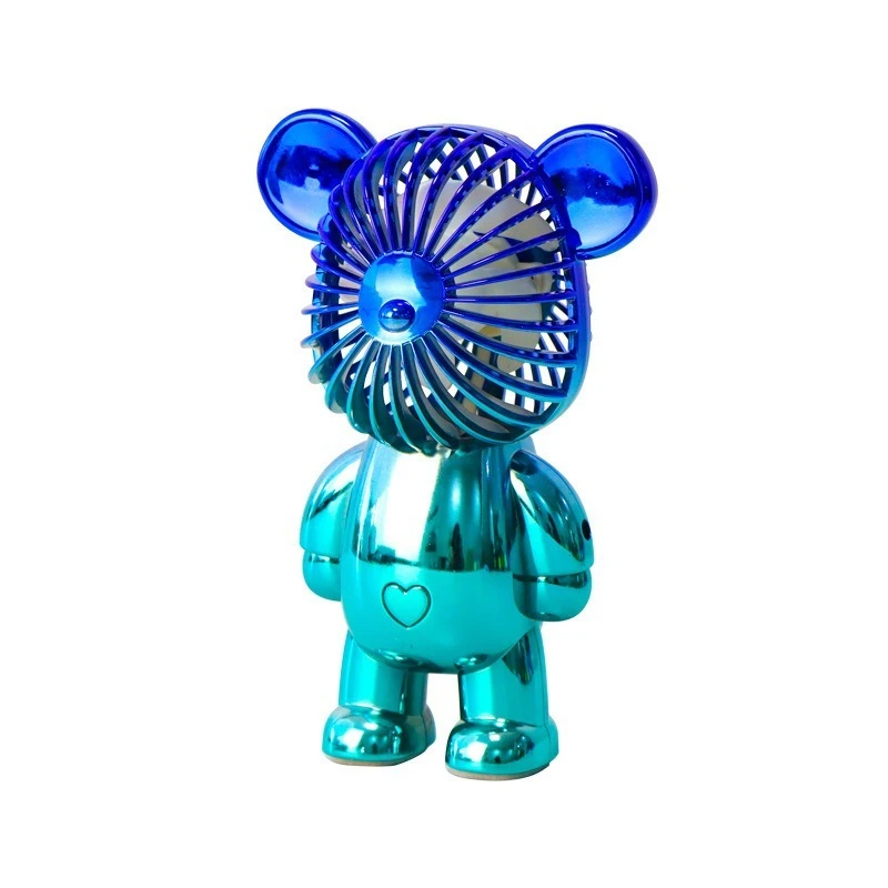 2024 popular cartoon mini violent bear small fan holding a three-speed USB portable rechargeable gradient bear fan 5