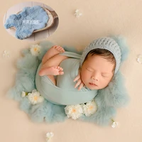 Newborn Photography Accessories Baby Blankets Natural Rabbit Fur Rug Infant Shoot Prop Soft Basket Filler Studio Photo Props 3