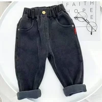 1-7 Yrs Boys Unisex Plus Fleece Winter Pants for Kids Baby Thickening Warm Soft for Girl Children Stretch Fleece Jeans Pants 2