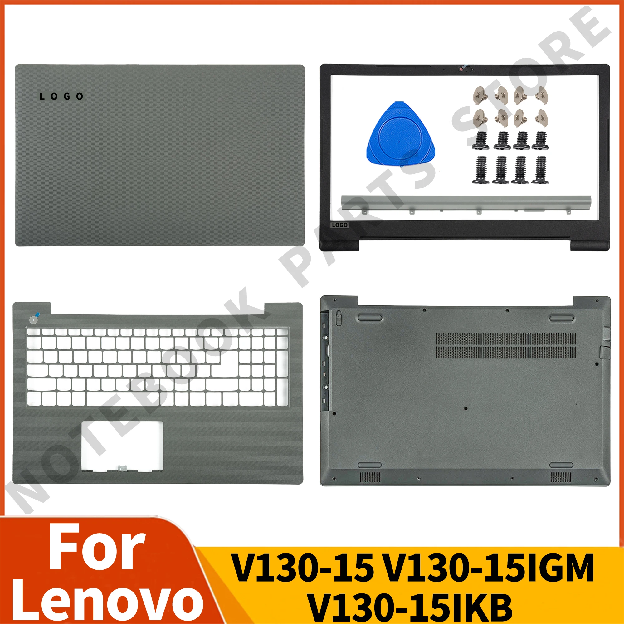 

Детали для ноутбука Lenovo V130-15 V130-15IGM, задняя крышка ЖК-дисплея, передняя панель, Упор для рук, Нижняя крышка, корпус для ноутбука, серый