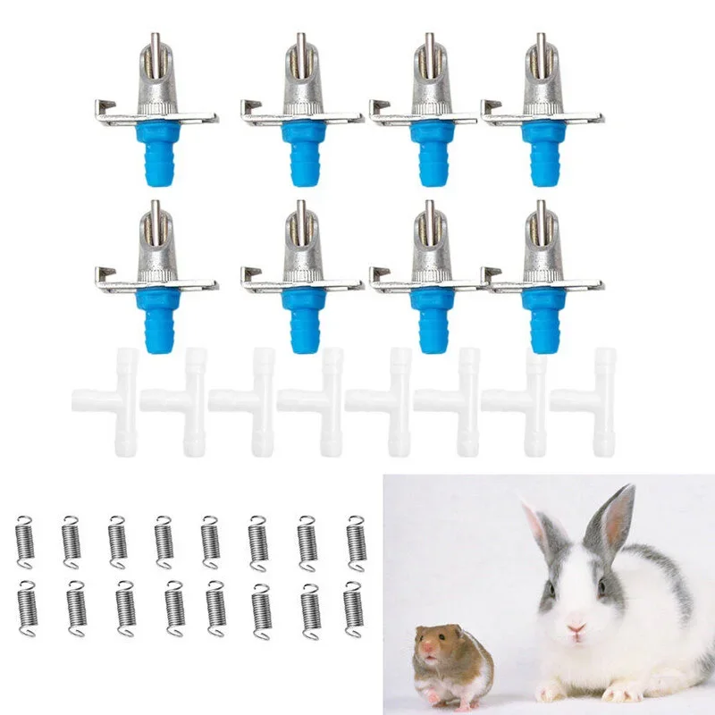 Small Animal Water Bottle Pet Drinking Bottle Rabbit Drinking Bottle 8Pcs Automatic Nipple Drinker Rabbit Rodent Feeder Drinking Trough Waterer Metal&plastic Clean Water Direct Drinking Rabbit
