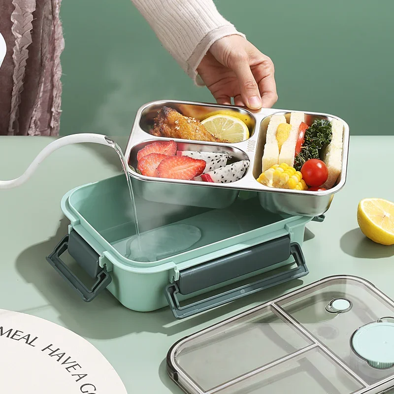 Stainless Steel Portable Divided Lunch Box for Adults Kids