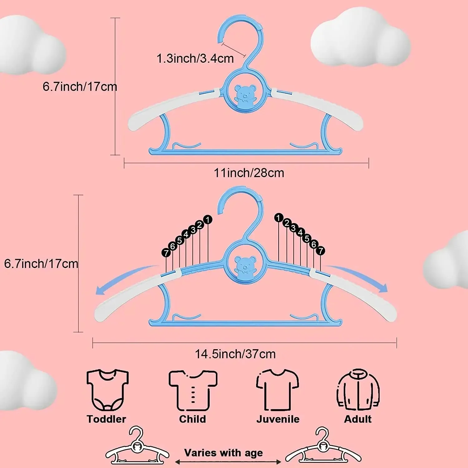 미끄럼 방지 옷 행어, 조절 가능한 보관 행거, 플라스틱 다기능 옷 행어, 의류 매장, 가족