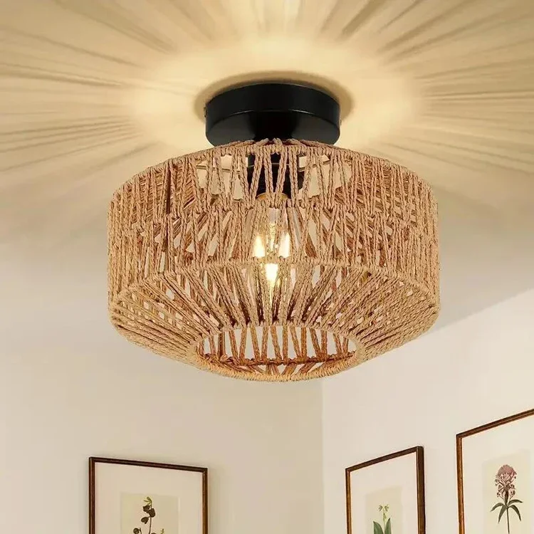 Bamboo Ceiling Chandelier - Handmade Rattan Pendant Light for Living Room Decor