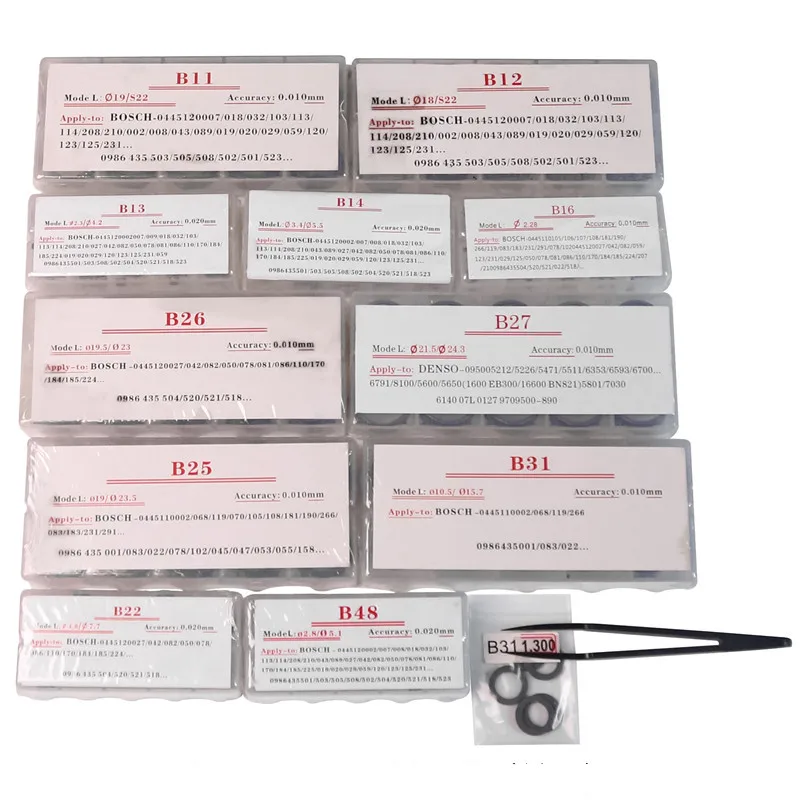 Injector Repair Kits 555PCS Common Rail Injector Repair Adjustment Washer Shims for Bo-sch for Den-so B11 B12 B13 B14 B16 B22 B25 B26 B27 B31 B48