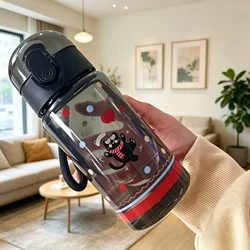 Cute Cartoon Animal Print Leakproof 550ML Clear Water Bottle - 550ML (Black)