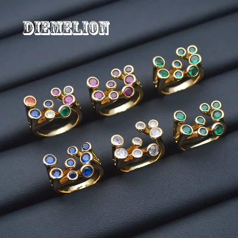 Modern Fashion Colorful Cubic Zirconia Rings for Women Round CZ ...