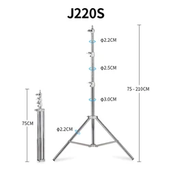 Selens Adjustable Stainless Steel Heavy Duty Light Tripod for Photo Studio and Photography Props (210 cm)