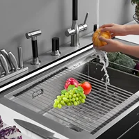 20 Tube Fruit Holder Sink Roller Foldable Kitchen Dish Drying Rack Stainless Steel Bowl Organizer Basket Racks Home Accessories 1