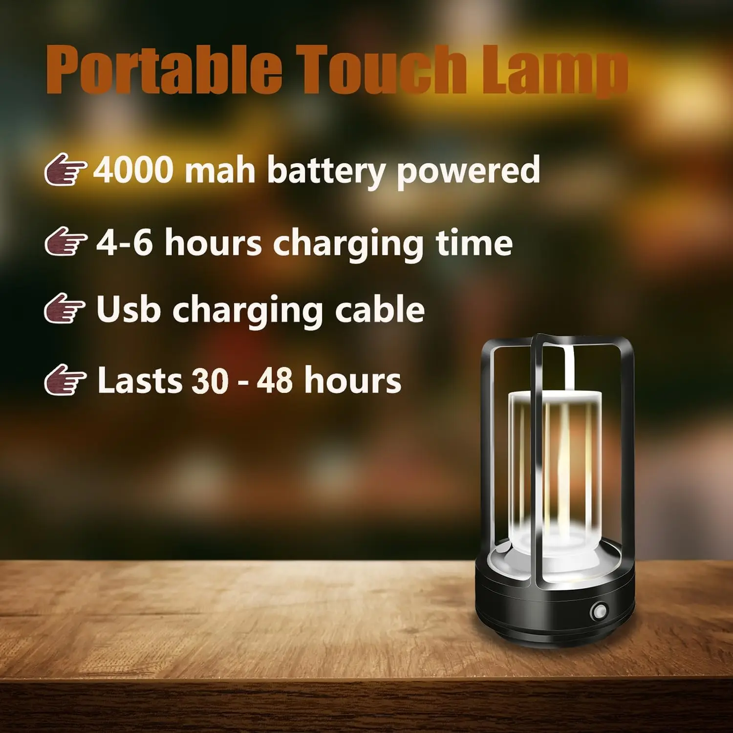 무선 LED 테이블 야간 조명 충전식 2000mAh 책상 램프 야외 캠핑 분위기 조명 창의적인 침실 야간 조명