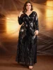 TOLEEN 2025 Plus Size Women's V Neck Sequin Embroidery Luxury Elegant Evening Gown Dress, Formal, Party Dress, For Wedding Guest
