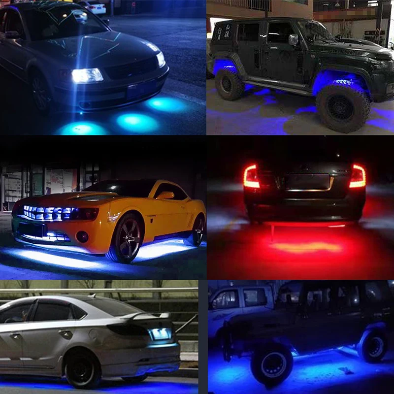 자동차 LED 섀시 조명, 지프 SUV 오프로드용, 언더바디 LED 분위기 조명, 장식 램프, 외부 장식 락 라이트, 2/4 개