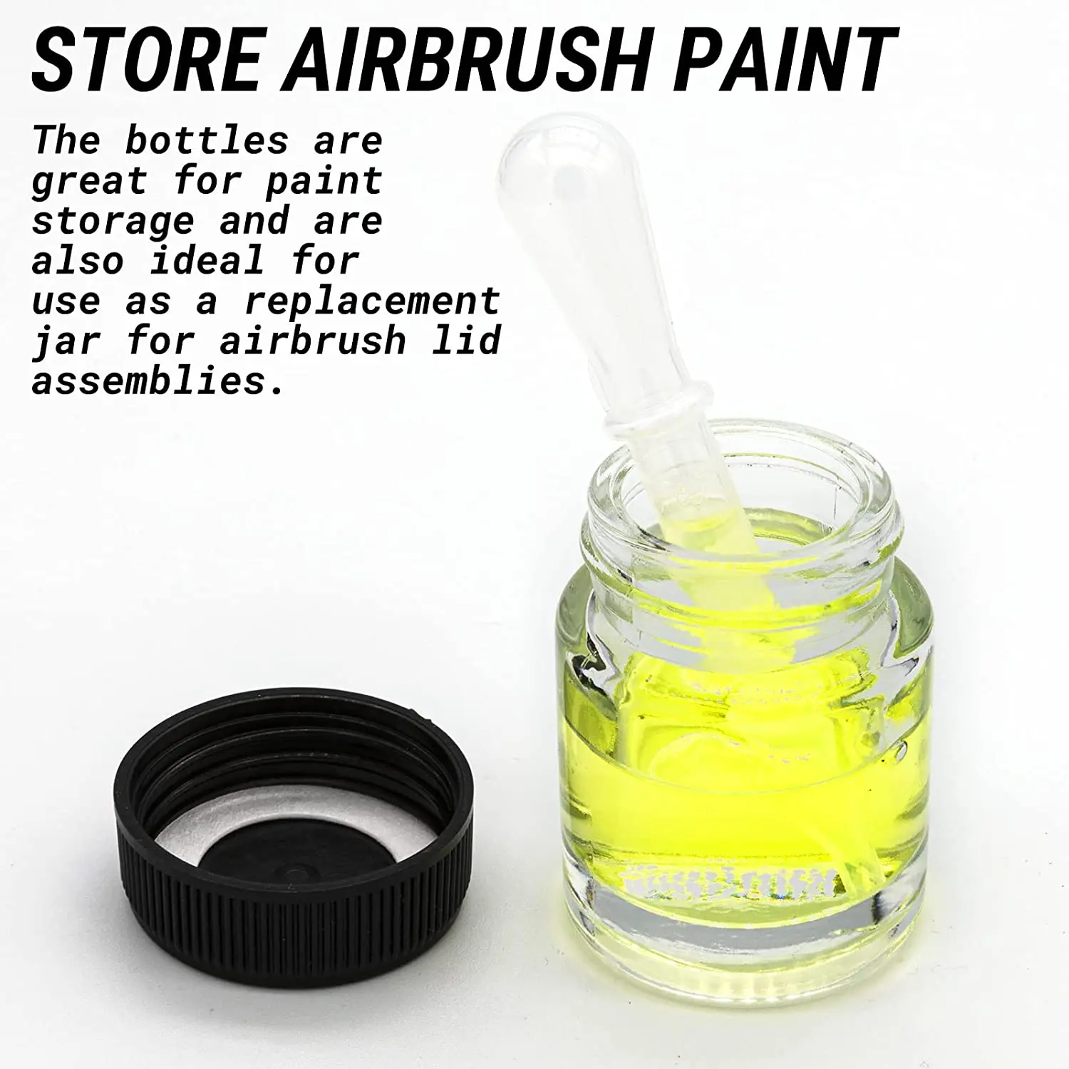 Autolock Airbrush Empty 3/4 Ounce (22cc) Glass Jar Bottles with