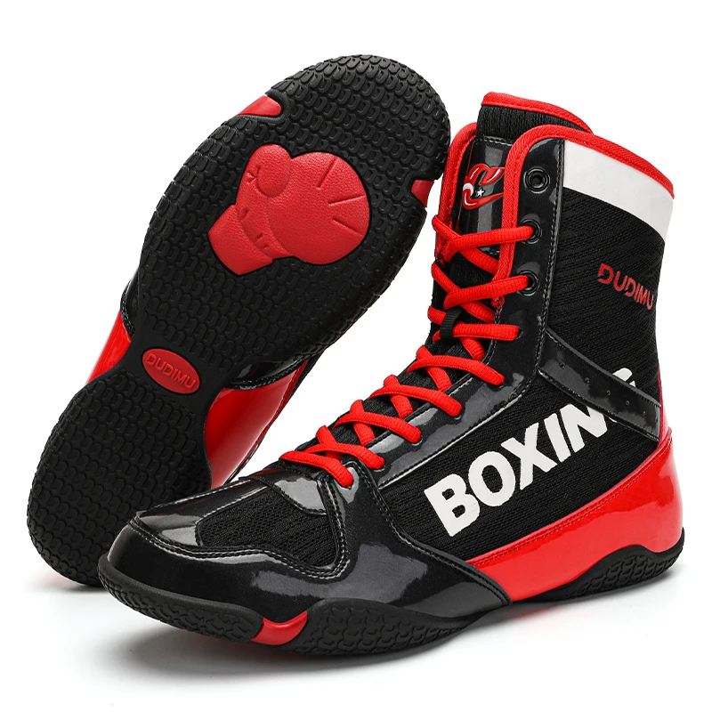 Professional high top wrestling shoes, boxing and fighting training ...